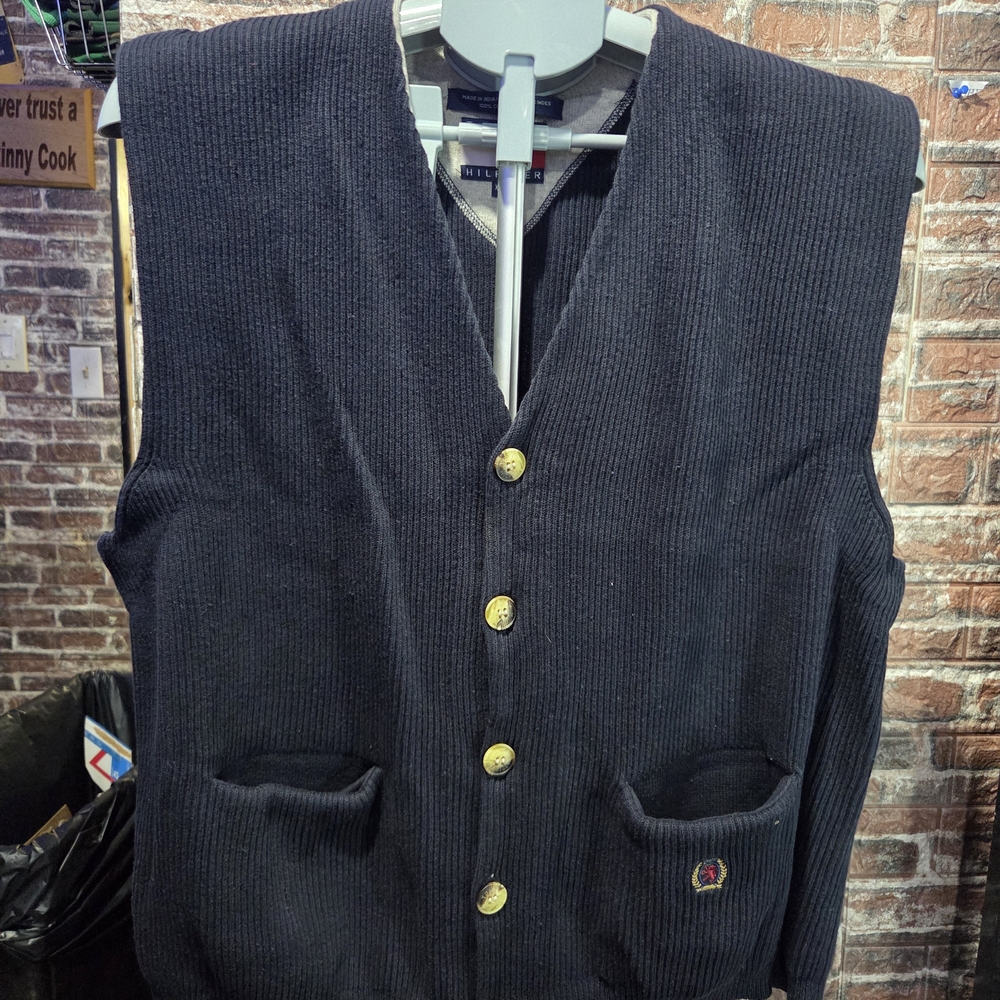 Tommy Hilfiger Navy Blue Button Up Vest